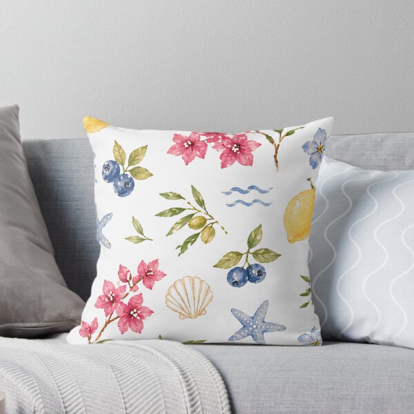 Item preview, Mediterranean Lemon Watercolor Pattern | Coastal Floral & Blueberry Aesthetic designed and sold by Bara Lune Design .