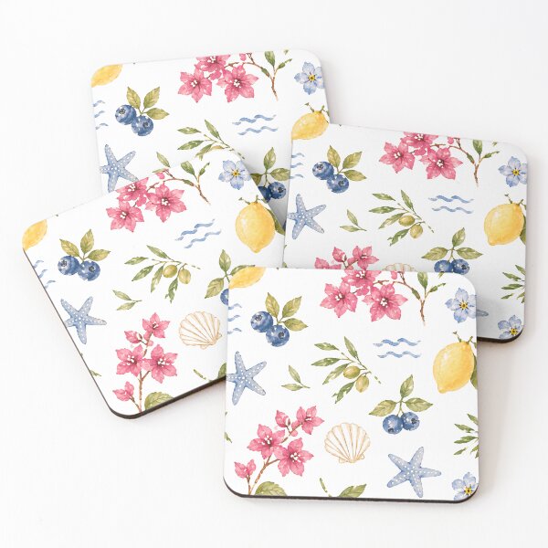 Item preview, Mediterranean Lemon Watercolor Pattern | Coastal Floral & Blueberry Aesthetic designed and sold by Bara Lune Design .