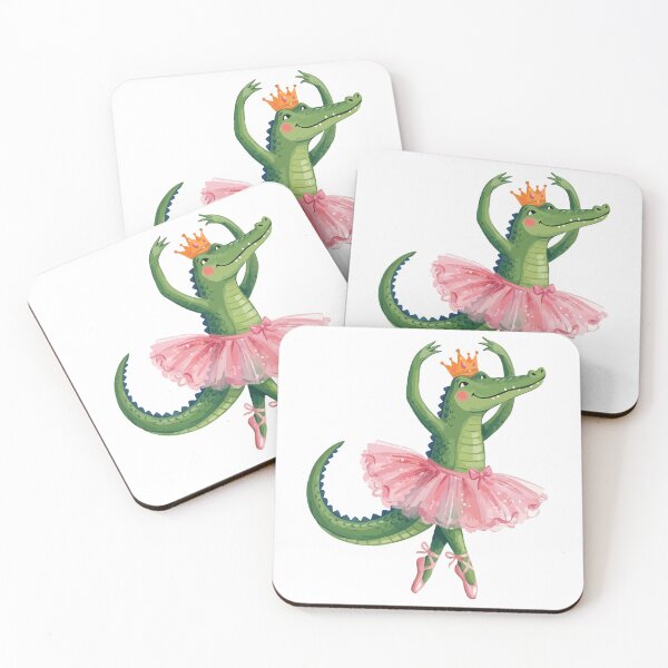 Item preview, Cute dancing watercolor ballerina crocodile in pink tutu designed and sold by Painted Planet.