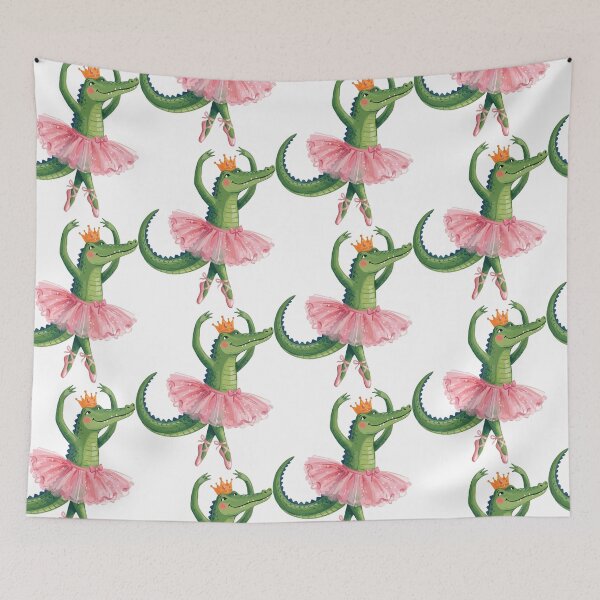 Item preview, Cute dancing watercolor ballerina crocodile in pink tutu designed and sold by Painted Planet.