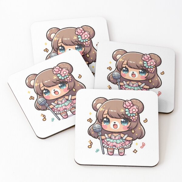 Item preview, Kawaii Bear Idol Girl Singing-Cute Anime Singer Sticker designed and sold by carestazafeli.