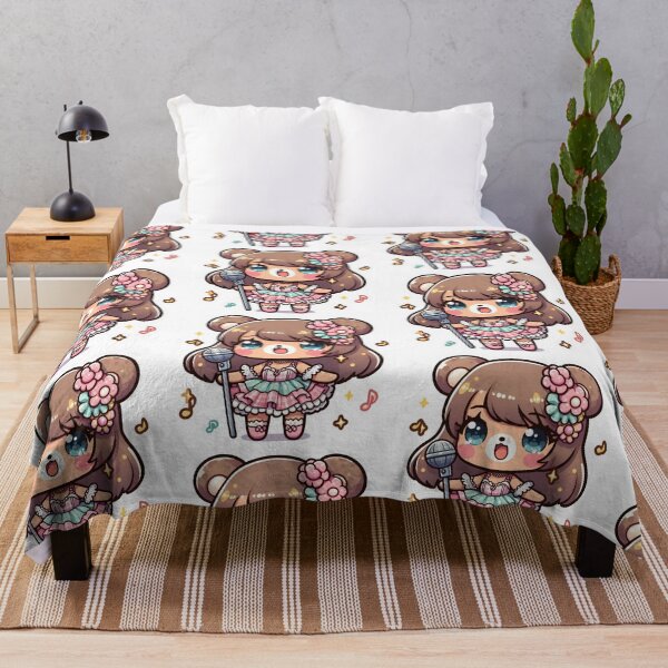 Item preview, Kawaii Bear Idol Girl Singing-Cute Anime Singer Sticker designed and sold by carestazafeli.