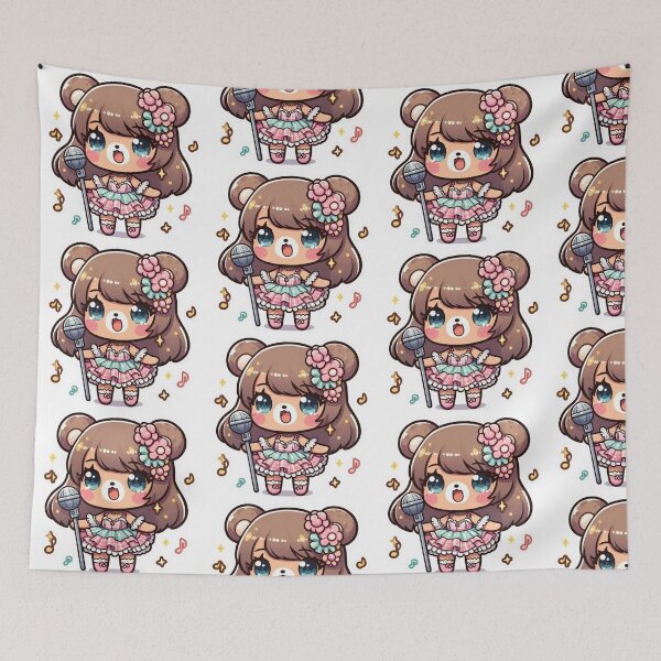 Item preview, Kawaii Bear Idol Girl Singing-Cute Anime Singer Sticker designed and sold by carestazafeli.
