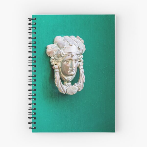 Item preview, Antique Brass Door Knocker With Classical Head On Green Painted Door, Vintage Entry Ornament designed and sold by Nmallia.