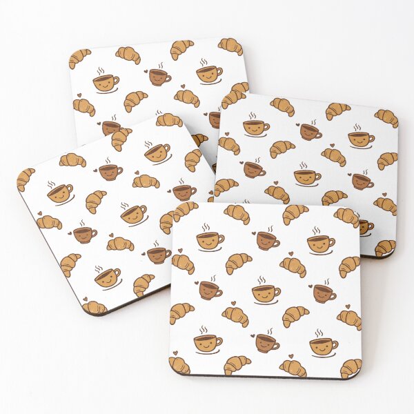 Item preview, Golden Morning: Cute Coffee & Croissant Pattern designed and sold by 1434s.