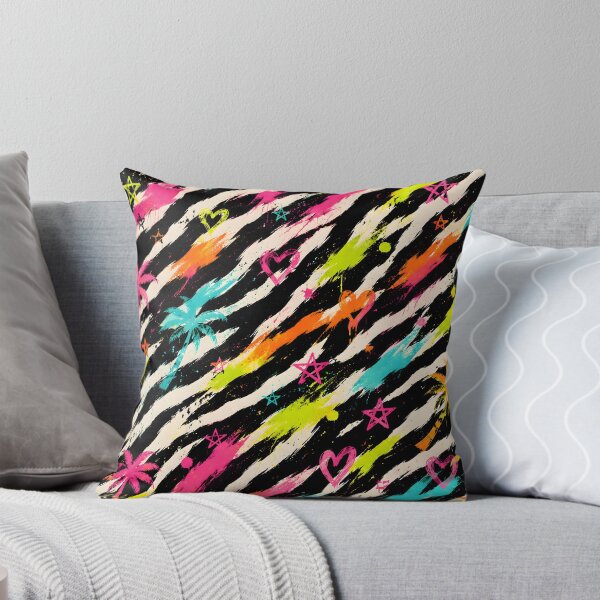 Item preview, Neon Zebra Tropical Graffiti Animal Print designed and sold by ZetaDream.