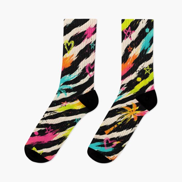 Item preview, Neon Zebra Tropical Graffiti Animal Print designed and sold by ZetaDream.