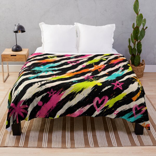 Item preview, Neon Zebra Tropical Graffiti Animal Print designed and sold by ZetaDream.