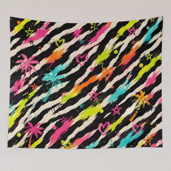 Item preview, Neon Zebra Tropical Graffiti Animal Print designed and sold by ZetaDream.