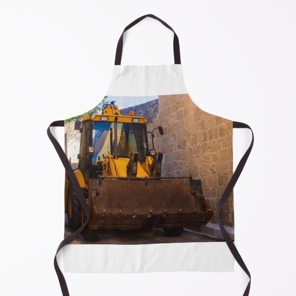 Item preview, Backhoe Loader Parked In Narrow Alley Between Old Stone Walls On Urban Construction Site designed and sold by Nmallia.