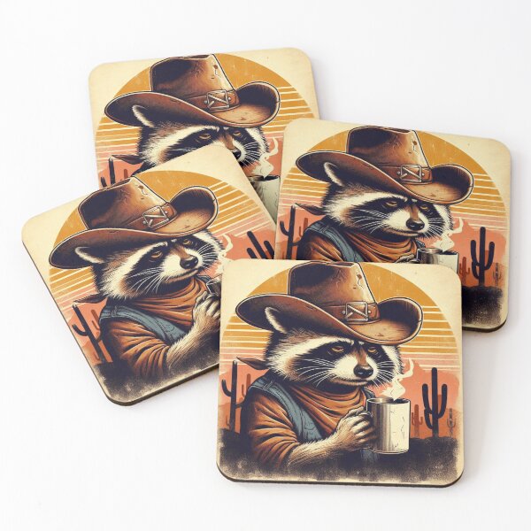 Item preview, Cowboy Raccoon – Desert Sunset Western Art designed and sold by Dogandesighn.