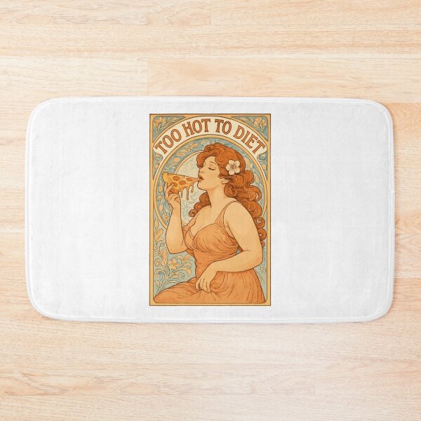 Item preview, Pin-Up Art Nouveau: Pizza – Too Hot to Diet designed and sold by Pineapple-Tree.