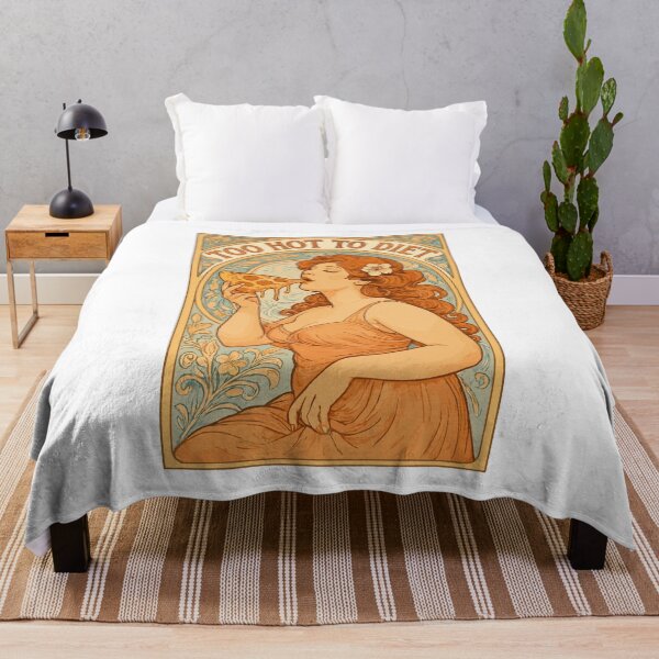 Item preview, Pin-Up Art Nouveau: Pizza – Too Hot to Diet designed and sold by Pineapple-Tree.