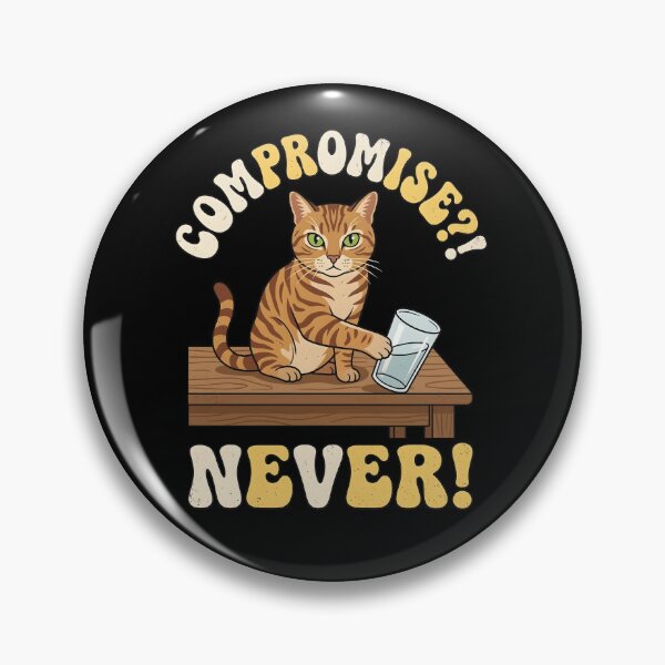 Item preview, Compromise Never — Funny Chaos Cat Pushing Glass Off Table Retro Art, Cat Lover Gift, Cat Mom Shirt designed and sold by Luminari Creations.