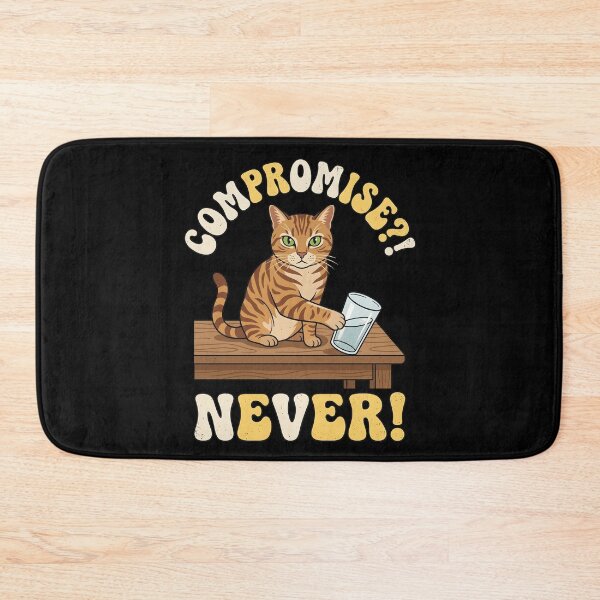 Item preview, Compromise Never — Funny Chaos Cat Pushing Glass Off Table Retro Art, Cat Lover Gift, Cat Mom Shirt designed and sold by Luminari Creations.