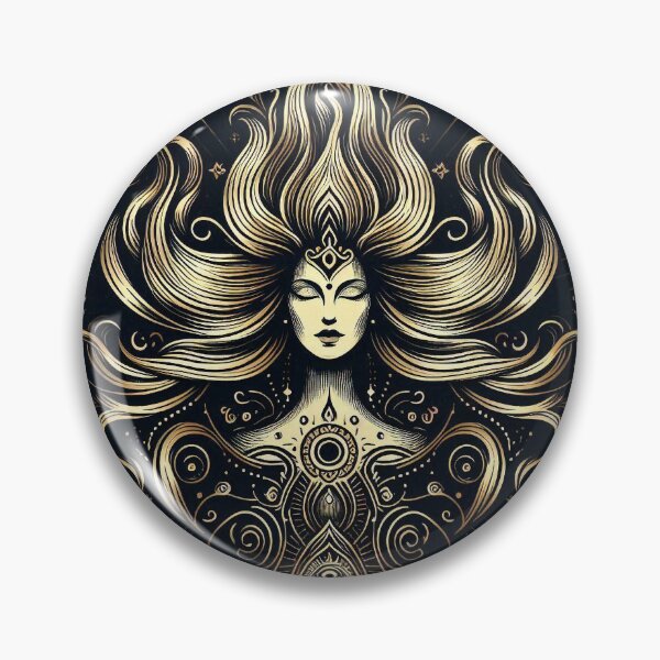 Item preview, Undine Water Spirit – Mystical Feminine Energy, Gold Line Art designed and sold by Roberta Calabrese.
