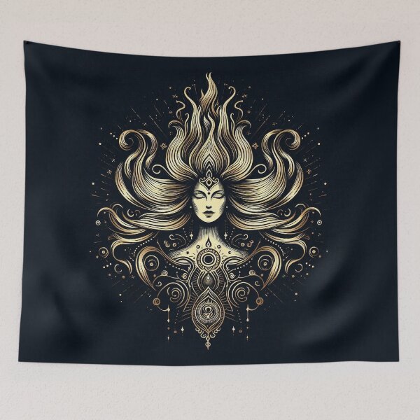 Item preview, Undine Water Spirit – Mystical Feminine Energy, Gold Line Art designed and sold by Roberta Calabrese.