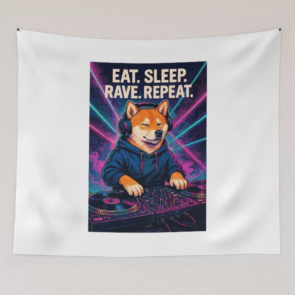 Item preview, Shiba Inu DJ: Eat Sleep Rave Repeat Nightclub designed and sold by Pineapple-Tree.