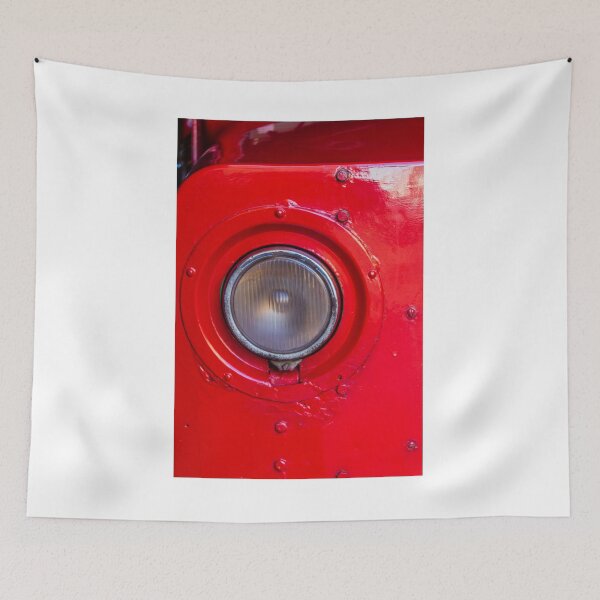 Item preview, Close-Up Of Vintage Red Vehicle Headlight And Painted Metal Surface With Rivets designed and sold by Nmallia.