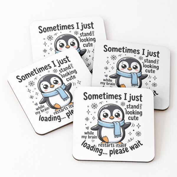 Item preview, Funny Brain Loading Cute Penguin – Socially Awkward Humor designed and sold by BumbleBloom7.