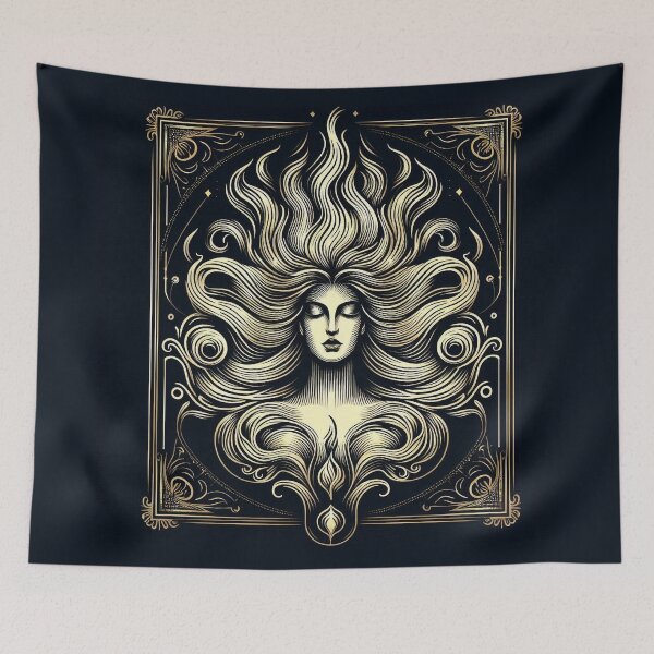 Item preview, Undine Water Spirit – Mystical Feminine Energy, Gold Line Art designed and sold by Roberta Calabrese.