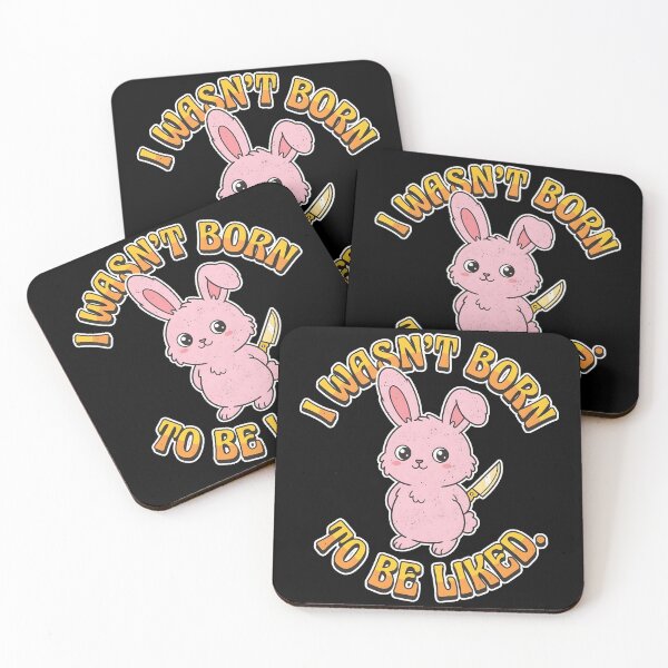 Item preview, "I Wasn't Born to Be Liked — Cute Dark Kawaii Bunny Knife Pastel Goth Humor Art, Introvert Anti-People-Pleaser Gift " designed and sold by Luminari Creations.