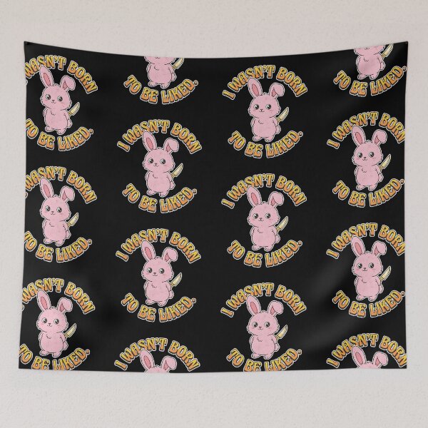 Item preview, "I Wasn't Born to Be Liked — Cute Dark Kawaii Bunny Knife Pastel Goth Humor Art, Introvert Anti-People-Pleaser Gift " designed and sold by Luminari Creations.