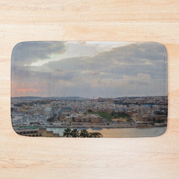Item preview, Panoramic Mediterranean Harbor City Skyline at Dramatic Sunset With Marina and Boats designed and sold by Nmallia.