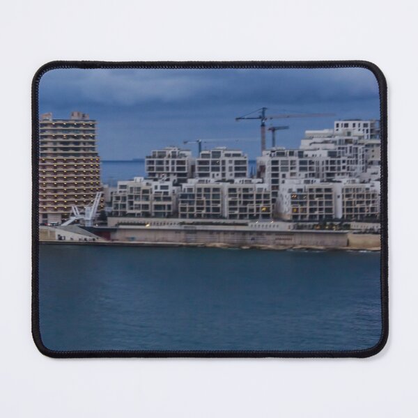 Item preview, Coastal City Waterfront Skyline At Dusk With Boats, Modern Apartments And Cloudy Sky designed and sold by Nmallia.