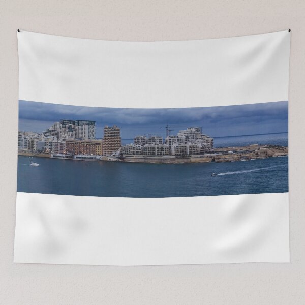 Item preview, Coastal City Waterfront Skyline At Dusk With Boats, Modern Apartments And Cloudy Sky designed and sold by Nmallia.