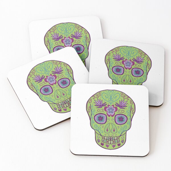 Item preview, Biophilic green Day Of The Dead Sugar Skull designed and sold by Anne Londez Studio.