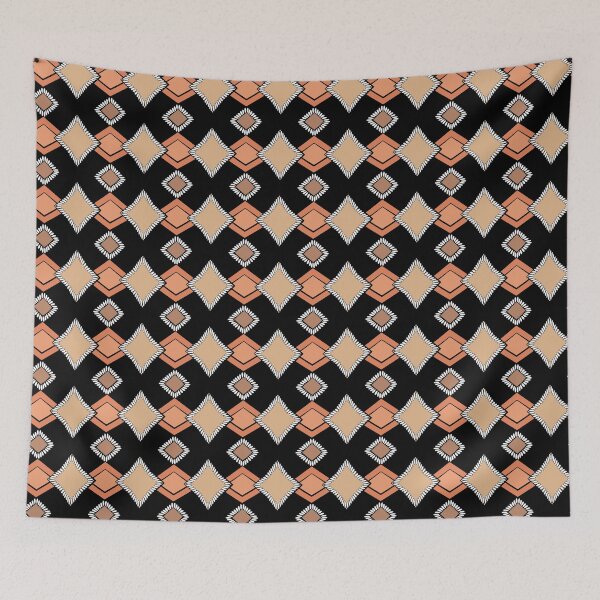 Item preview, Tribal Geometric Beige and Orange on Black designed and sold by Art in My Loft.