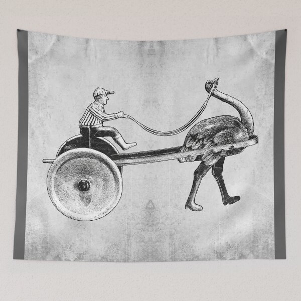 Item preview, Vintage Tin Wind-Up Ostrich Cart Racing Toy designed and sold by Ghoul Enterprises.