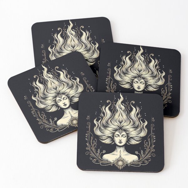 Item preview, Undine Water Spirit – Mystical Feminine Energy, Gold Line Art designed and sold by Roberta Calabrese.
