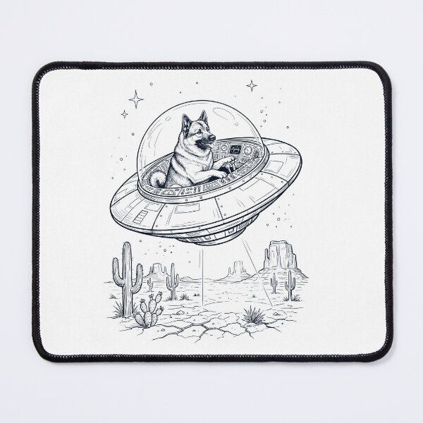 Item preview, Vintage Norwegian Elkhound Riding UFO Dog Mom Dad Lover designed and sold by DoodleTortle.