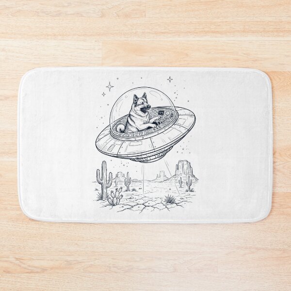 Item preview, Vintage Norwegian Elkhound Riding UFO Dog Mom Dad Lover designed and sold by DoodleTortle.