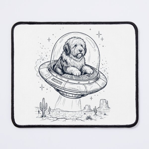Item preview, Vintage Old English Sheepdog Riding UFO Dog Mom Dad Lover designed and sold by DoodleTortle.