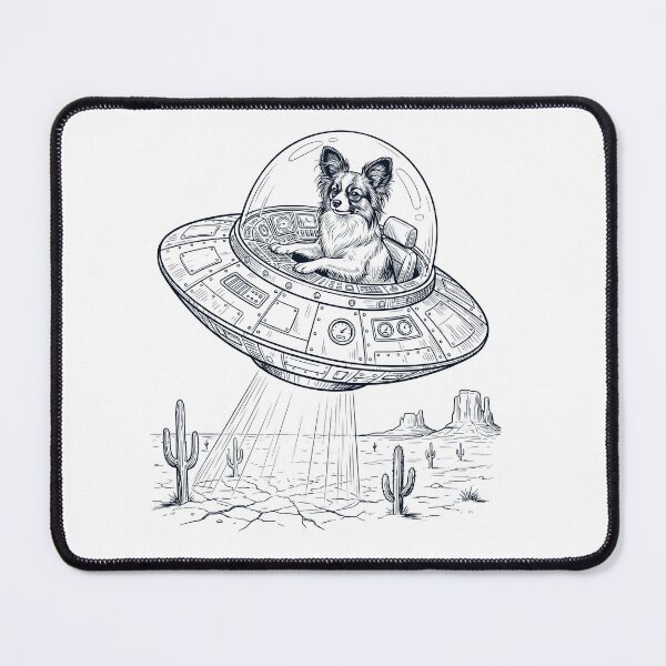 Item preview, Vintage Papillon Riding UFO Dog Mom Dad Lover designed and sold by DoodleTortle.