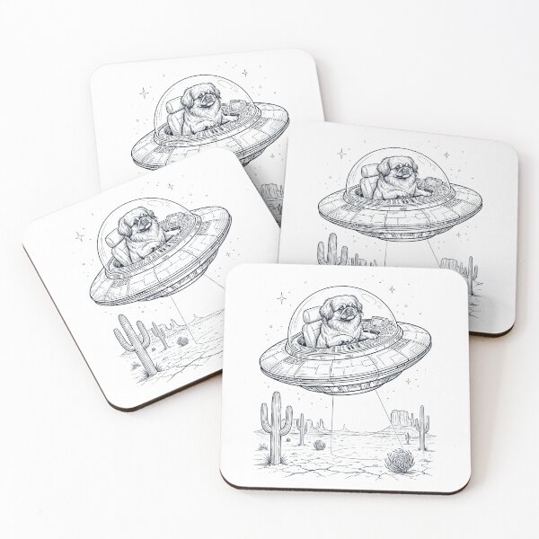 Item preview, Vintage Pekingese Riding UFO Dog Mom Dad Lover designed and sold by DoodleTortle.
