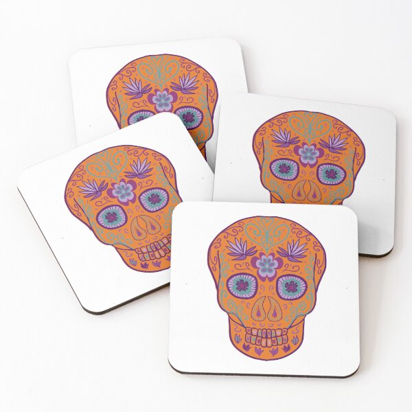 Item preview, Orange Day Of The Dead Sugar Skull designed and sold by Anne Londez Studio.