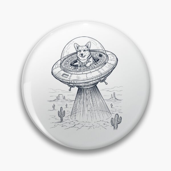 Item preview, Vintage Pembroke Welsh Corgi Riding UFO Dog Mom Dad Lover designed and sold by DoodleTortle.