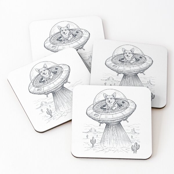 Item preview, Vintage Pembroke Welsh Corgi Riding UFO Dog Mom Dad Lover designed and sold by DoodleTortle.