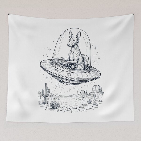Item preview, Vintage Pharaoh Hound Riding UFO Dog Mom Dad Lover designed and sold by DoodleTortle.