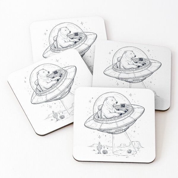 Item preview, Vintage Polar Bear Riding UFO Animal Lover designed and sold by DoodleTortle.
