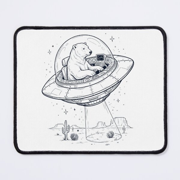 Item preview, Vintage Polar Bear Riding UFO Animal Lover designed and sold by DoodleTortle.