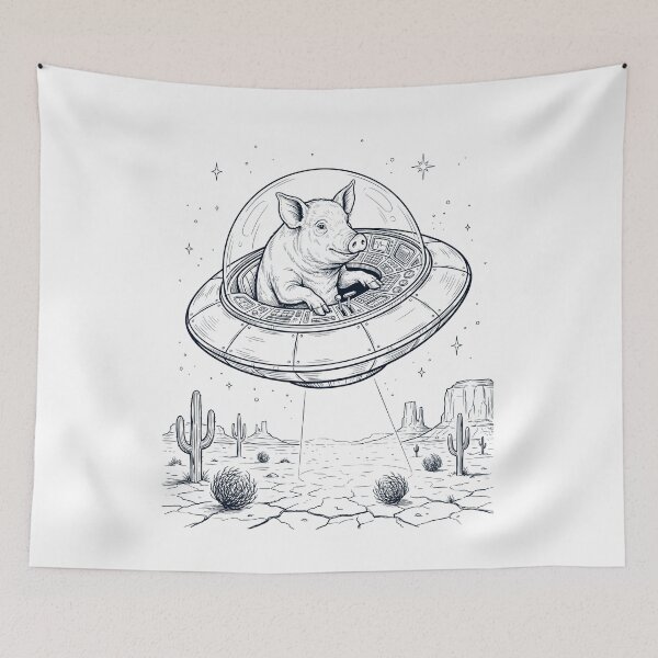 Item preview, Vintage Pig Riding UFO Animal Lover designed and sold by DoodleTortle.