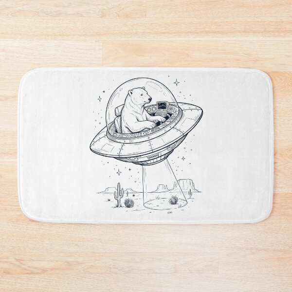 Item preview, Vintage Polar Bear Riding UFO Animal Lover designed and sold by DoodleTortle.