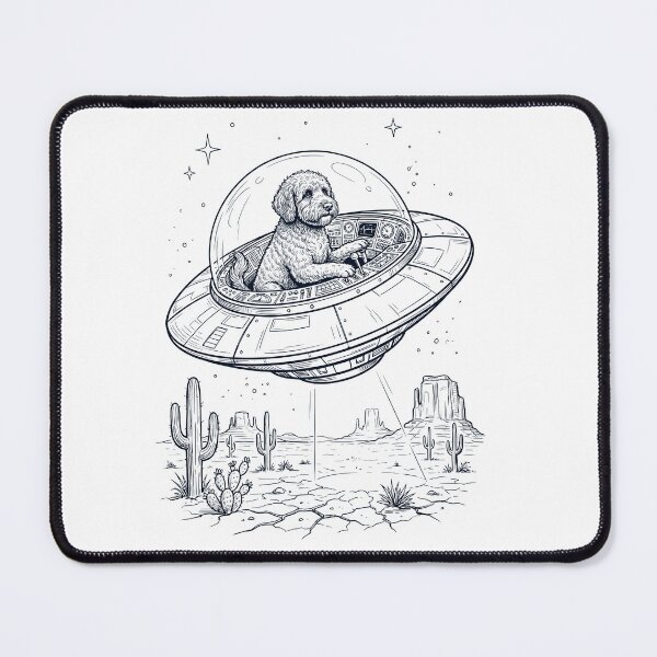 Item preview, Vintage Portuguese Water Dog Riding UFO Dog Mom Dad Lover designed and sold by DoodleTortle.