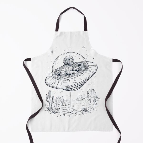 Item preview, Vintage Portuguese Water Dog Riding UFO Dog Mom Dad Lover designed and sold by DoodleTortle.