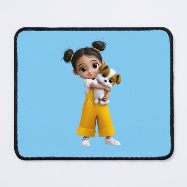Item preview, Sweet Puppy Love Illustration - Toddler Girl with Dog Gift for Kids designed and sold by illeN-Art-World.